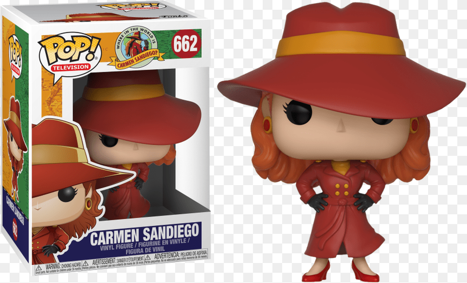 Where In The World Is Carmen Sandiego Carmen Sandiego Funko Pop, Clothing, Hat, Baby, Person Free Png Download