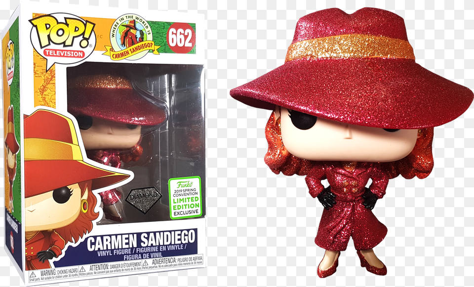 Where In The World Is Carmen Sandiego Pop Vinyl Carmen Sandiego, Hat, Clothing, Sun Hat, Person Free Png Download