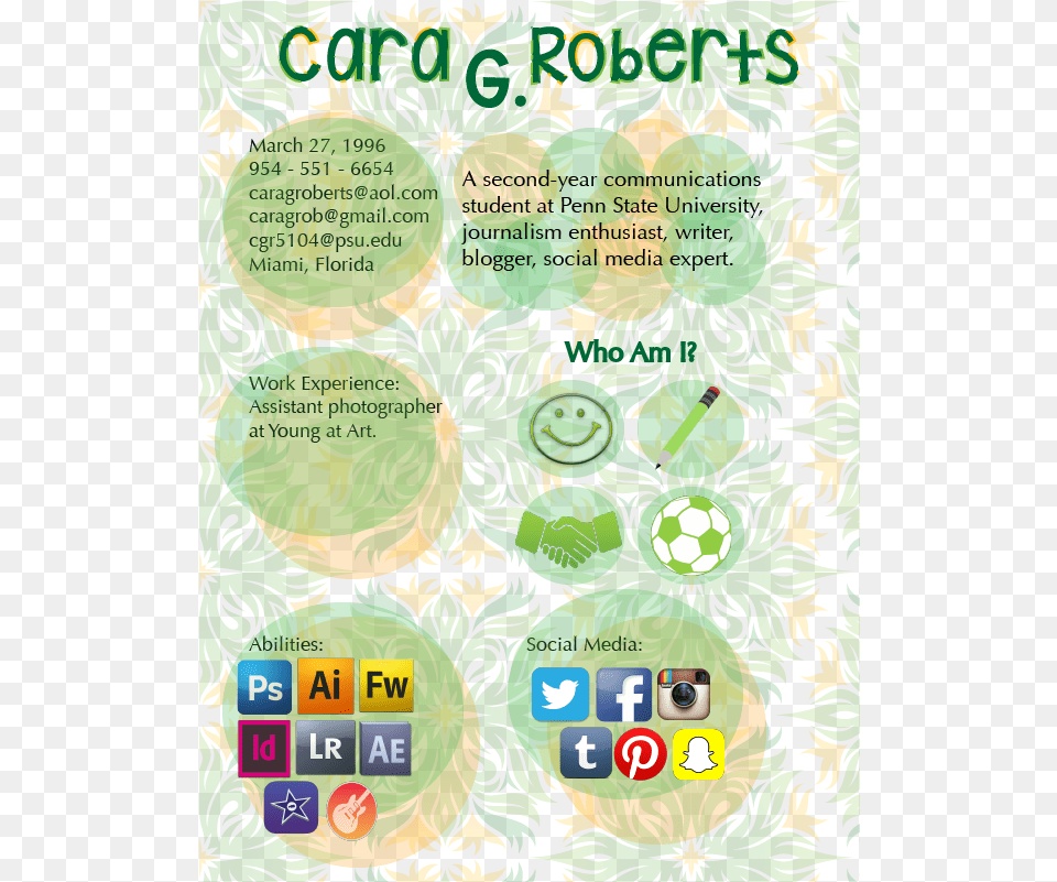 While Creating My Finished Graphic Resume I Took Into Adobe After Effects, Advertisement, Poster, Pattern, Green Free Png Download