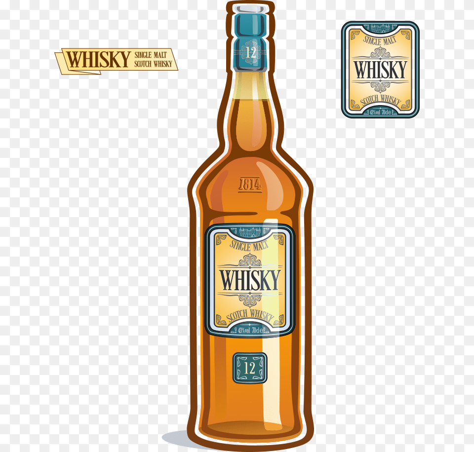 Whisky Beer Wine Liqueur Bottle Botella De Alcohol Animadas, Beverage, Liquor, Beer Bottle, Food Free Png