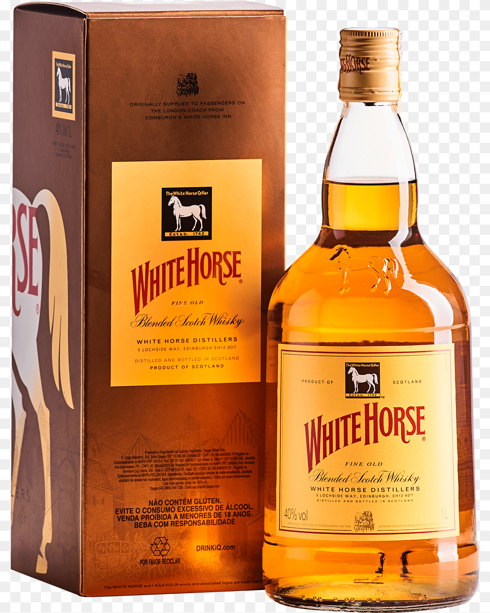 Whisky Escocs White Horse 8 Anos Garrafa 1 Litro Whisky White Horse Background, Alcohol, Liquor, Beverage, Book Png Image