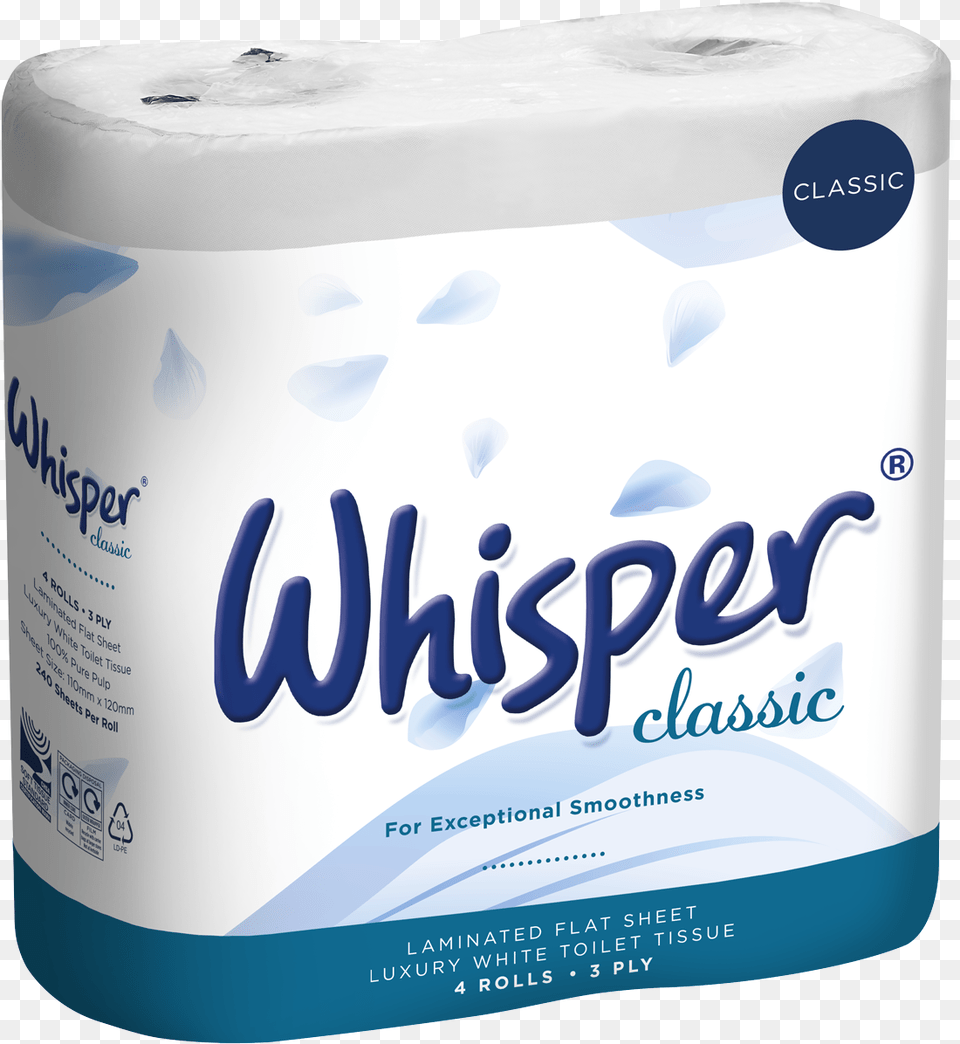 Whisper Classic Is The Ideal Choice For 3 Ply Toilet Comfort, Paper, Towel, Paper Towel, Tissue Free Transparent Png