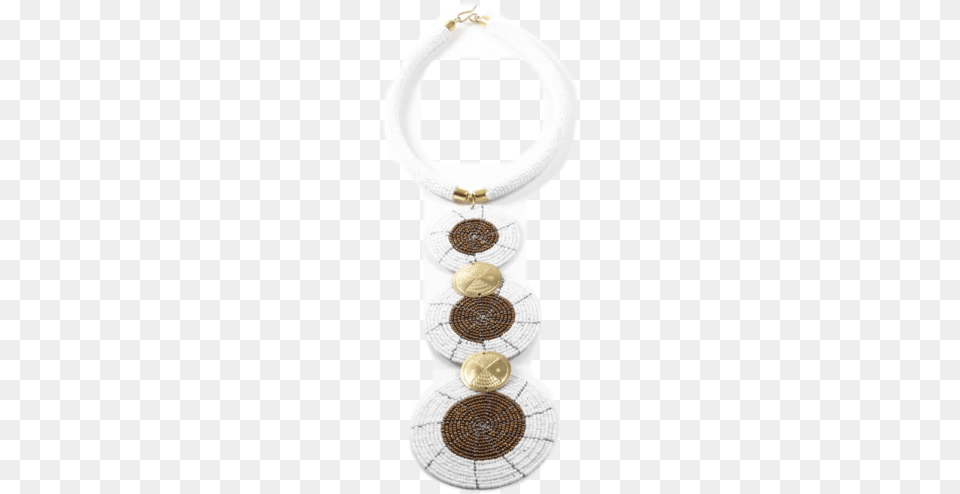 White Amp Gold 5 Disc Long Beaded African Necklace Necklace, Accessories, Jewelry, Earring, Locket Free Png Download