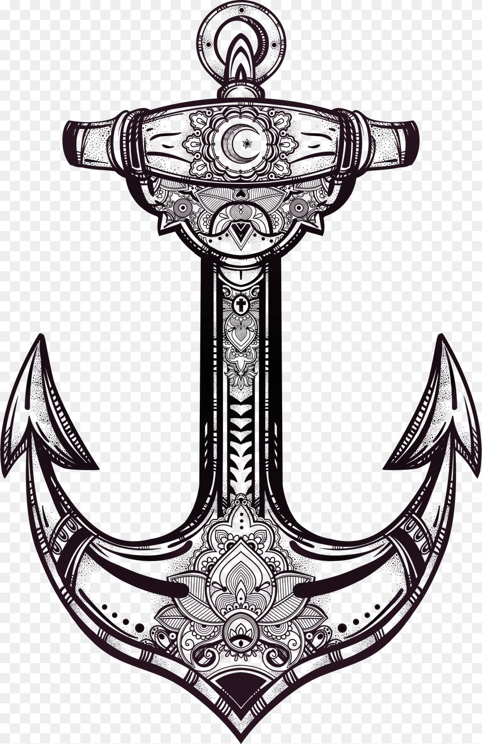 White Anchor Drawing Barnacles On Anchor, Electronics, Hardware, Cross, Symbol Free Png
