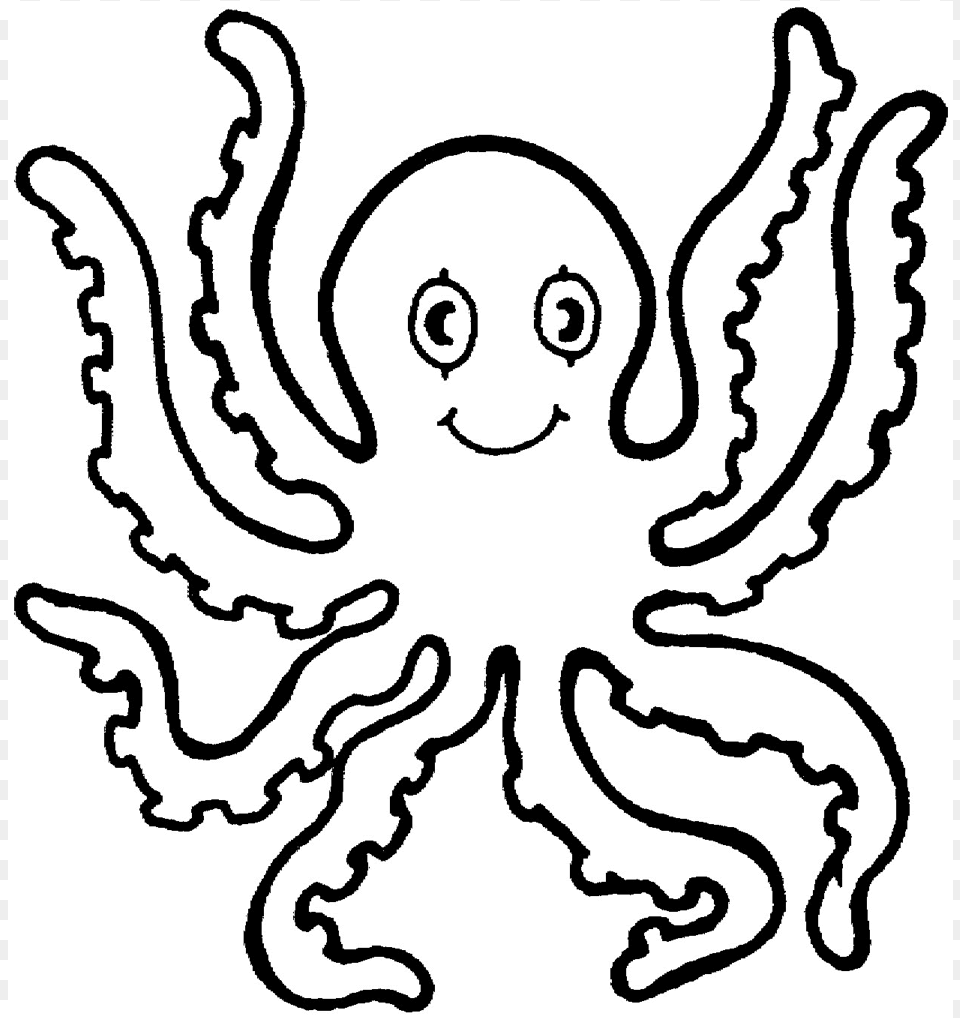 White And Black Clip Art Of Octopus, Animal, Baby, Person, Sea Life Free Png Download