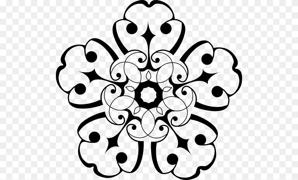 White And Black Ornamental Flower Clip Arts For Web, Graphics, Art, Floral Design, Pattern Png Image