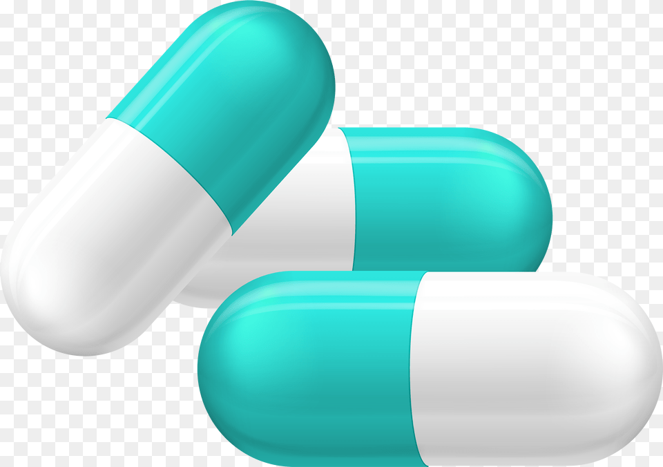 White And Blue Pill Capsules Clipart Transparent Pills Clipart, Capsule, Medication Free Png