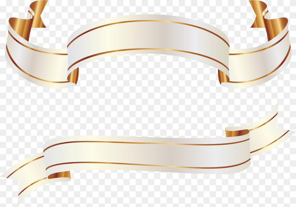 White And Gold Banners Clipart Picture Gold And White Banners, Cuff, Text Png Image