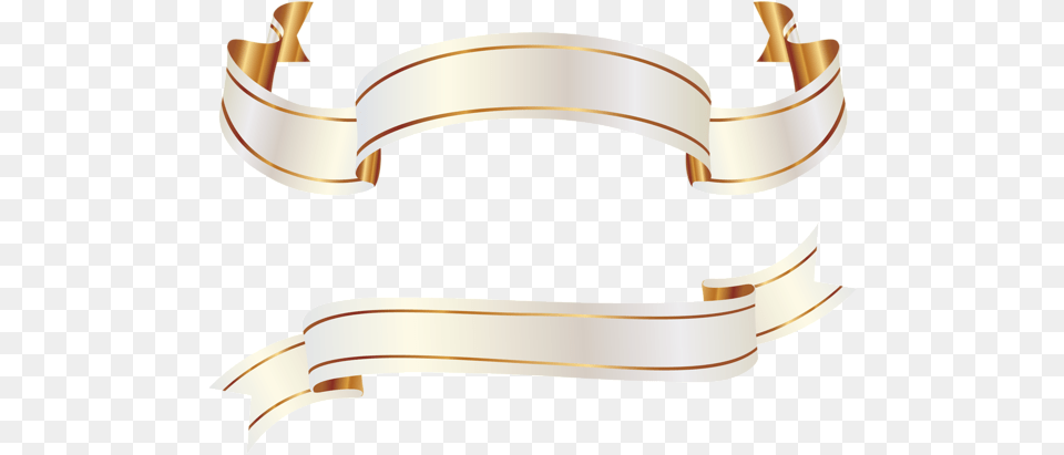 White And Gold Banners Clipart Picture Ribbon Vector Gold, Cuff, Text Png