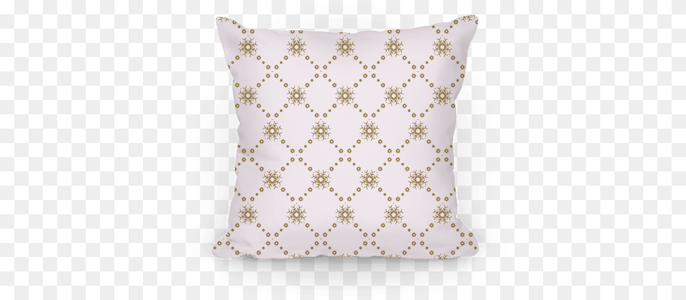 White And Gold Snowflake Pattern Pillows Lookhuman Transparent Blue Pillow, Cushion, Home Decor Free Png