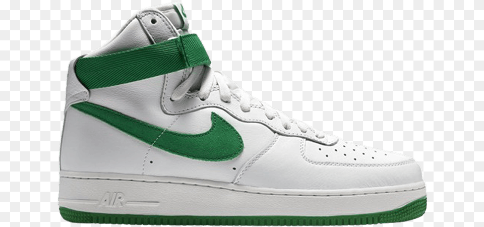 White And Green Air Force 1 High Tops, Clothing, Footwear, Shoe, Sneaker Free Png Download