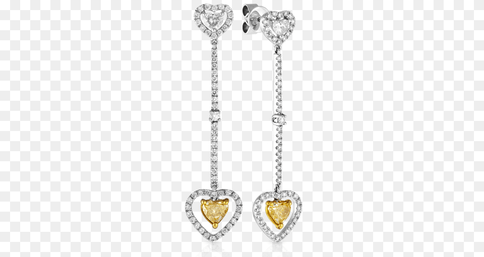 White And Yellow Gold Heart Diamond Earring Earrings, Accessories, Gemstone, Jewelry, Cutlery Png Image