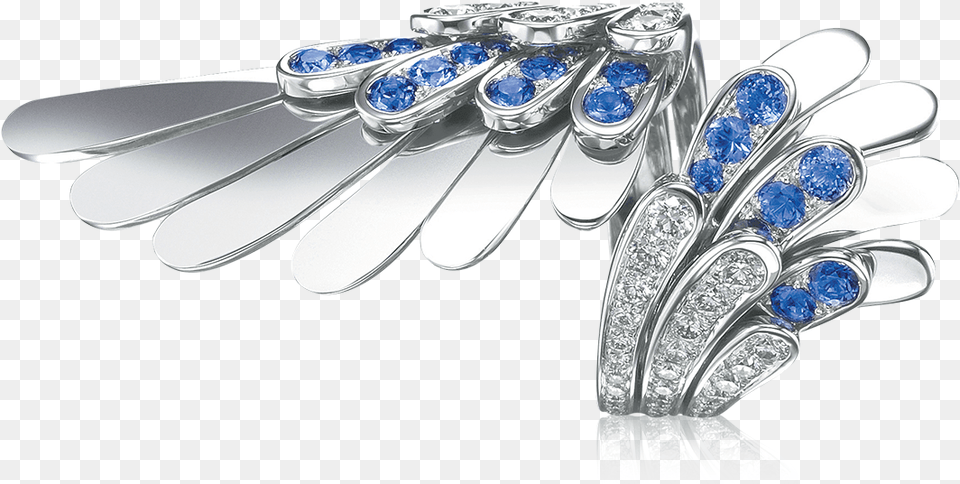 White Angel Ring With Diamonds And Saphires Platinum, Accessories, Diamond, Gemstone, Jewelry Png Image