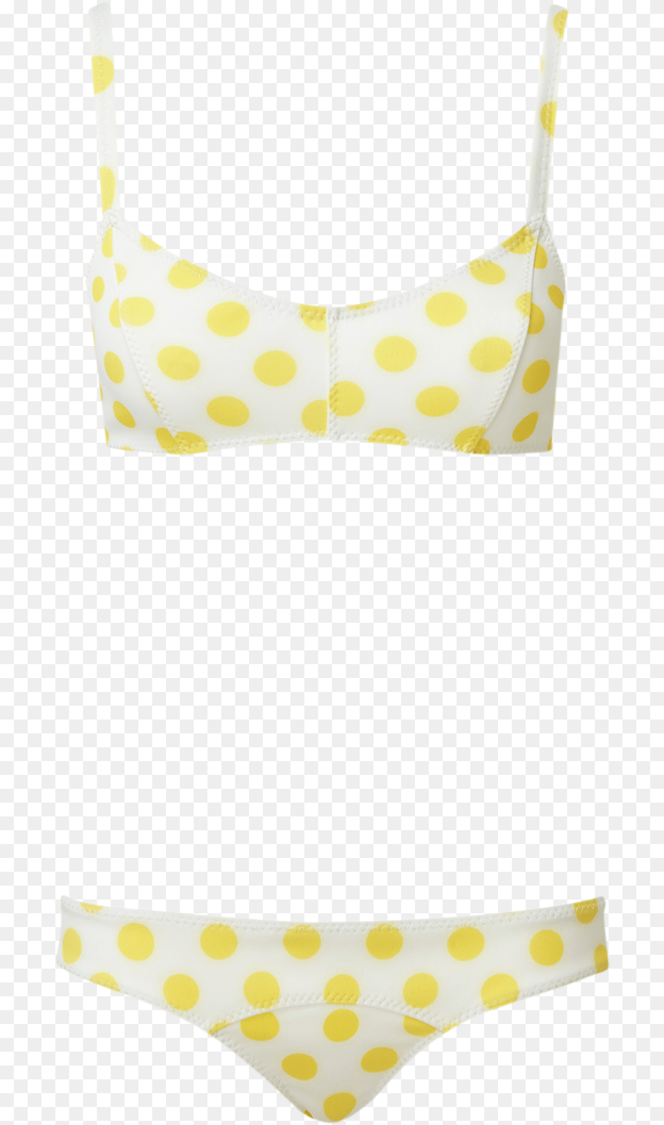 White Bikini With Yellow Polka Dots, Bra, Clothing, Lingerie, Swimwear Free Png Download