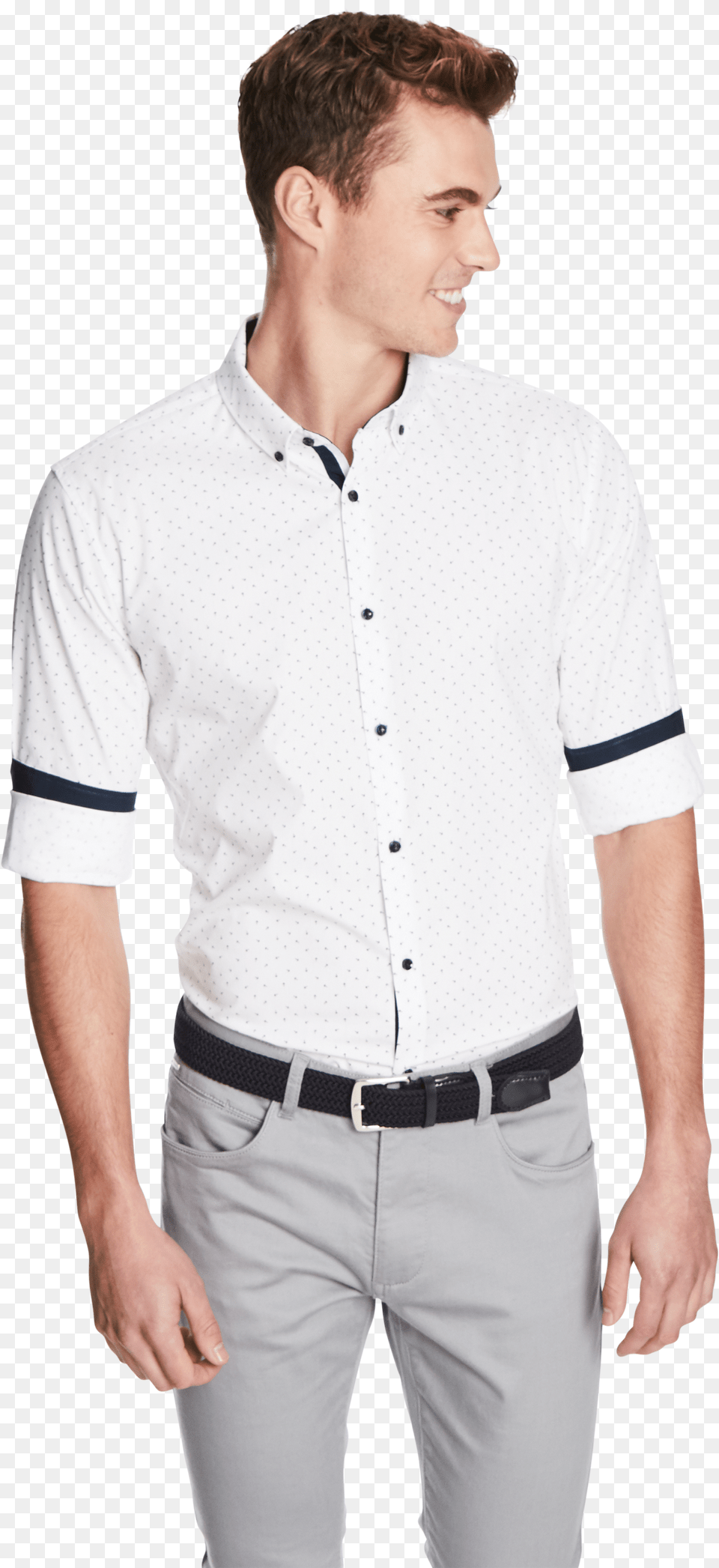 White Bow Slim Fit Shirt Man, Clothing, Dress Shirt, Adult, Person Free Png