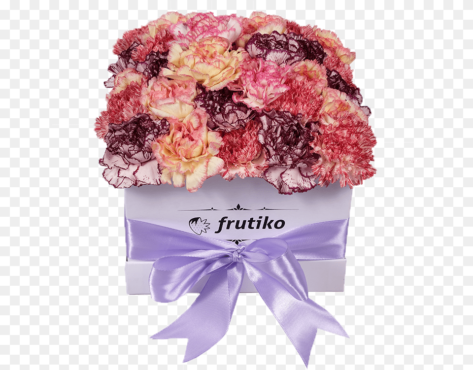 White Box Of Multi Color Carnations Bouquet, Carnation, Flower, Flower Arrangement, Flower Bouquet Png