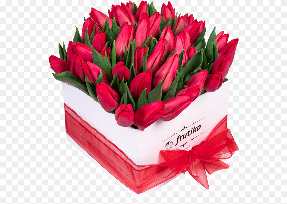 White Box Of Red Tulips, Flower, Flower Arrangement, Flower Bouquet, Plant Free Transparent Png