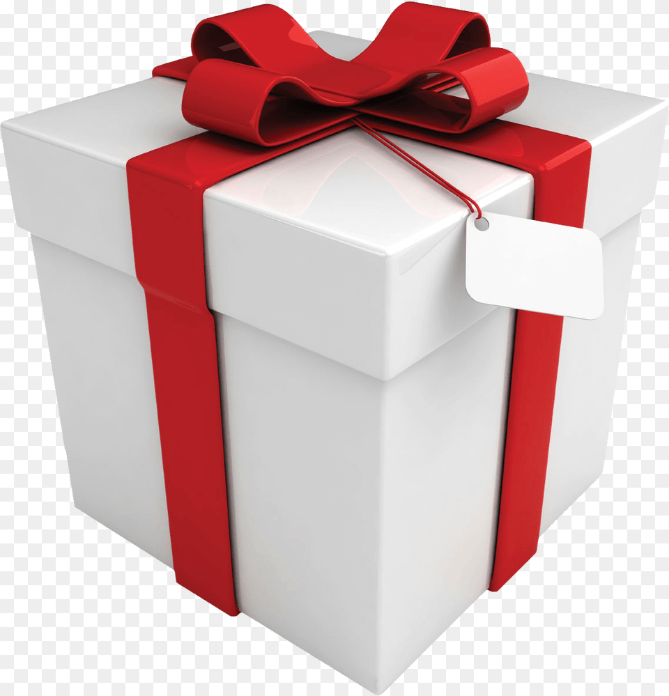 White Box Tag Red Ribbon Gift, Mailbox Png