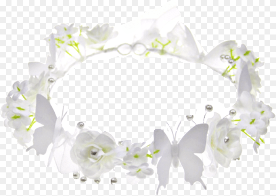 White Butterflies Roses Flowers Crown Freetoedit Artificial Flower, Accessories, Plant, Flower Arrangement, Jewelry Free Png Download