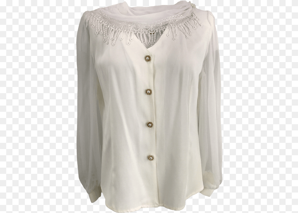 White Button, Blouse, Clothing, Coat, Long Sleeve Free Png Download