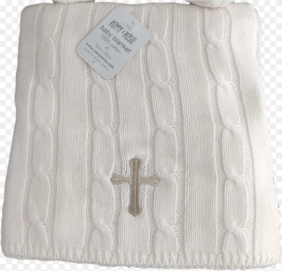 White Cable Blanket With Silver Cross Garment Bag, Clothing, Home Decor, Knitwear, Sweater Free Png