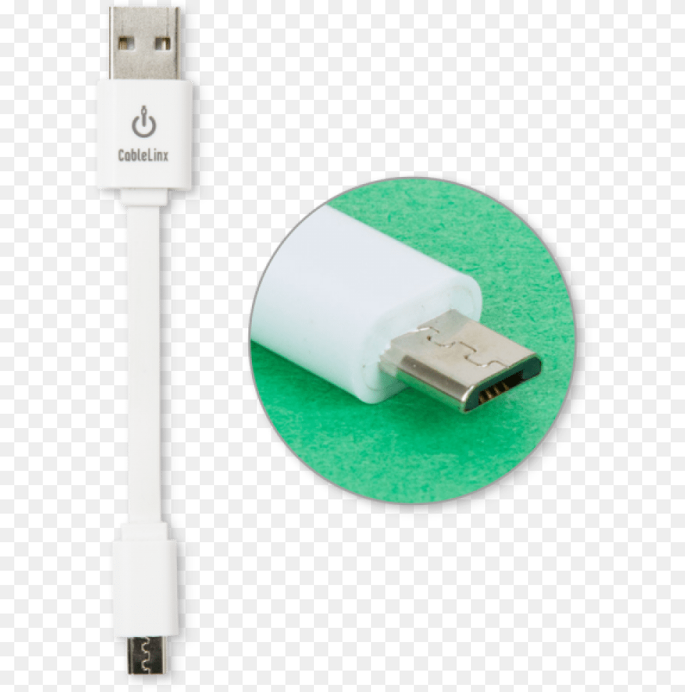 White Cablelinx Micro To Usb A Charge And Sync Cable Usb Cable, Adapter, Electronics, Plug, Disk Free Png Download