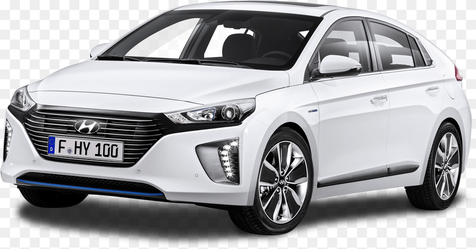 White Car Hyundai Ioniq Hybrid Cars, Vehicle, Sedan, Transportation, Wheel Free Transparent Png