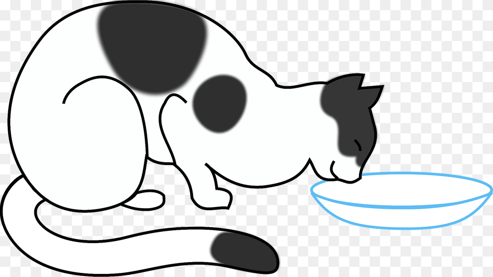 White Cat Drinking Clipart, Animal, Mammal, Pet Free Png