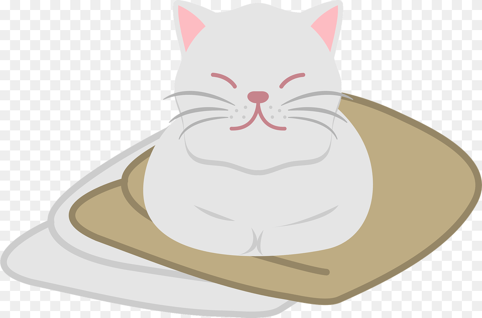 White Cat Resting On Its Pillow Clipart, Hat, Clothing, Bag, Pet Free Transparent Png
