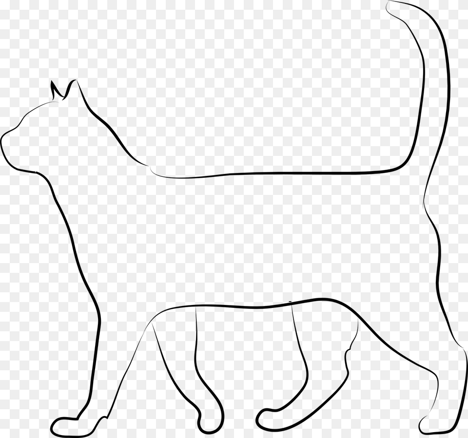 White Cat Silhouette Transparent, Gray Png