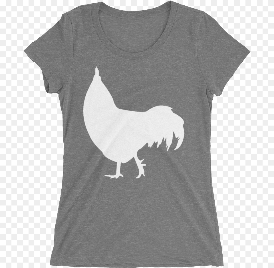White Chicken Silhouette For Tshirts Mockup Flat Front Rooster, Clothing, T-shirt, Animal, Bird Free Transparent Png
