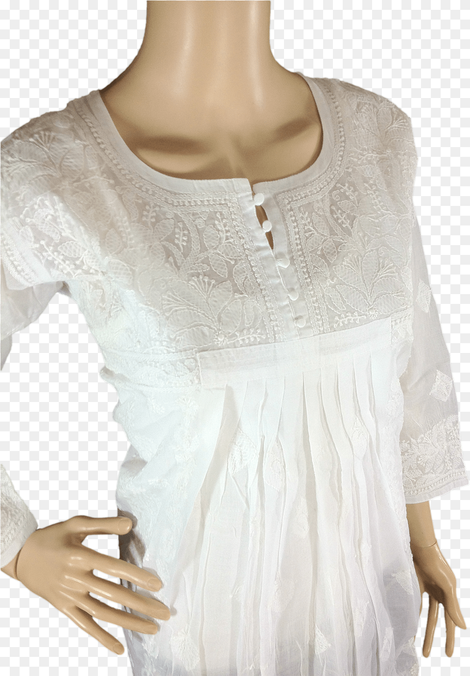 White Chiken Kurti And Frocks, Blouse, Clothing Free Png