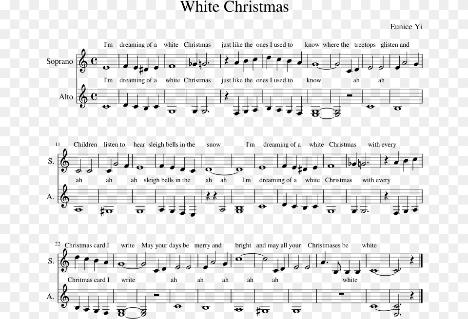 White Christmas Sheet Music Composed By Eunice Yi 1 Maneater Pdf Sheet Music, Gray Png Image