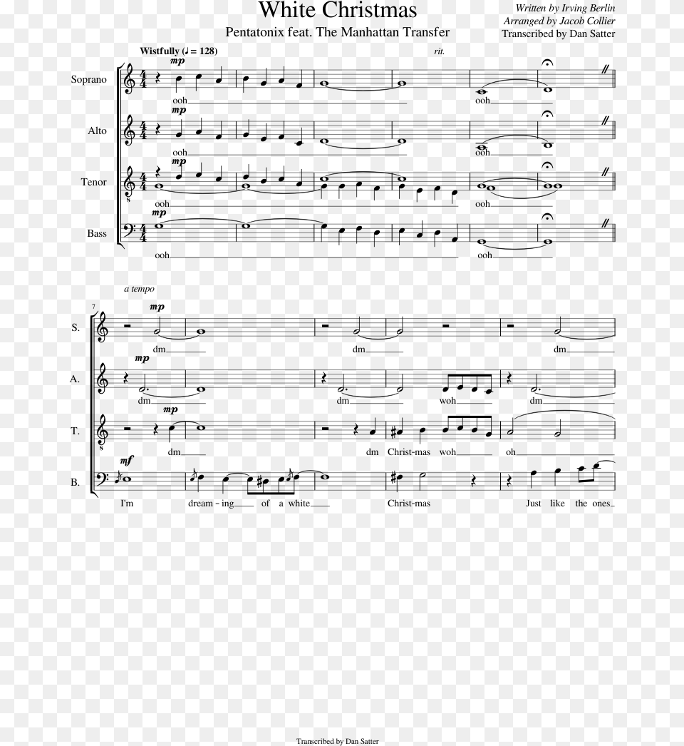 White Christmas Sheet Music Composed By Written By Pentatonix White Christmas Pdf, Gray Png Image