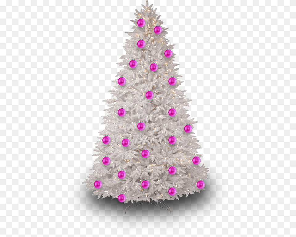 White Christmas Tree With Pink Ornaments, Christmas Decorations, Festival, Christmas Tree, Chandelier Free Png Download