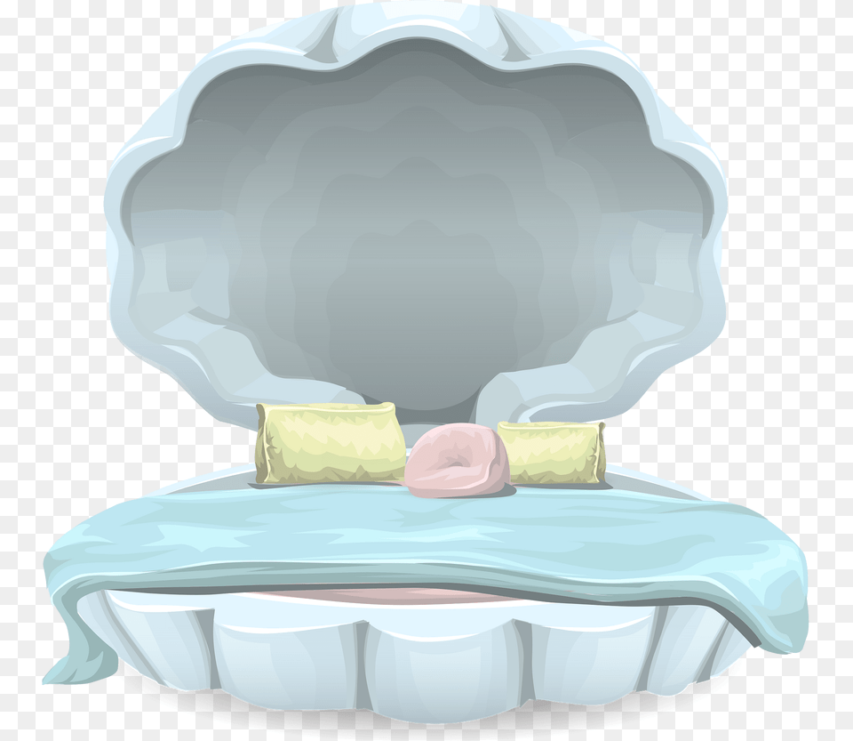 White Clam Shell Fantasy Bed Clipart, Ice, Cushion, Home Decor, Crib Free Png Download