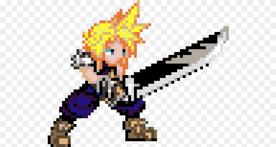 White Cloud Clipart White Cloud Cloud Strife Pixel Pixel Art Final Fantasy, Sword, Weapon Free Png