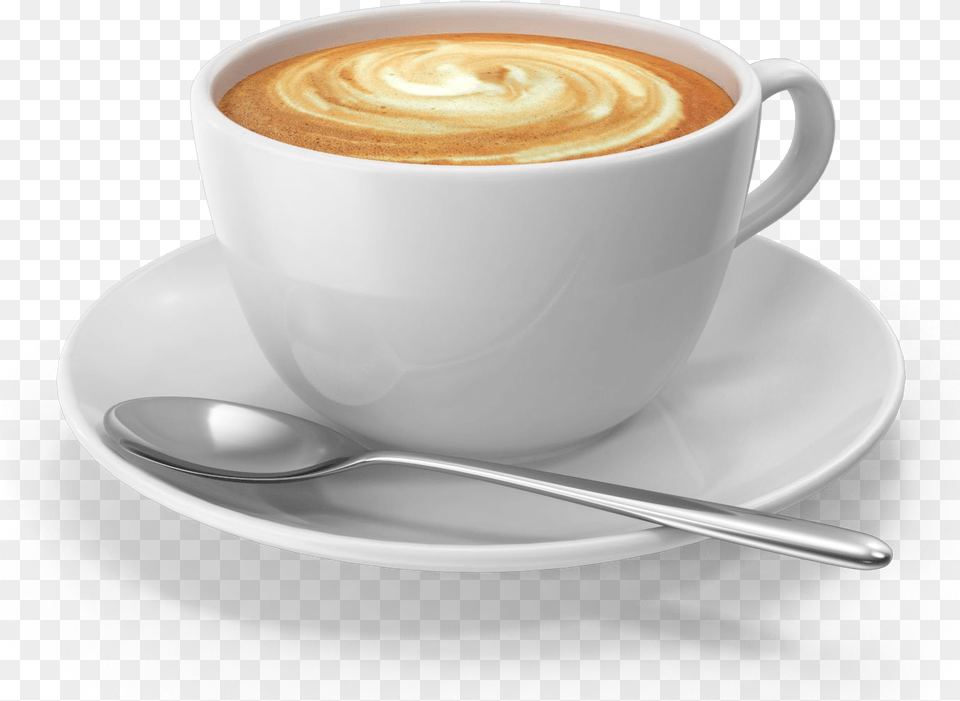 White Coffee, Cup, Cutlery, Spoon, Beverage Free Png