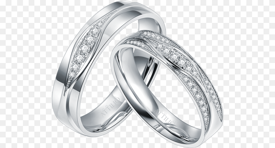 White Color Gold Diamond Couple Ring Diamond Couple Ring, Platinum, Silver, Accessories, Gemstone Free Png Download