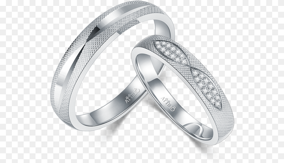 White Color Gold Diamond Couple Ring Ring, Platinum, Silver, Accessories, Jewelry Free Transparent Png