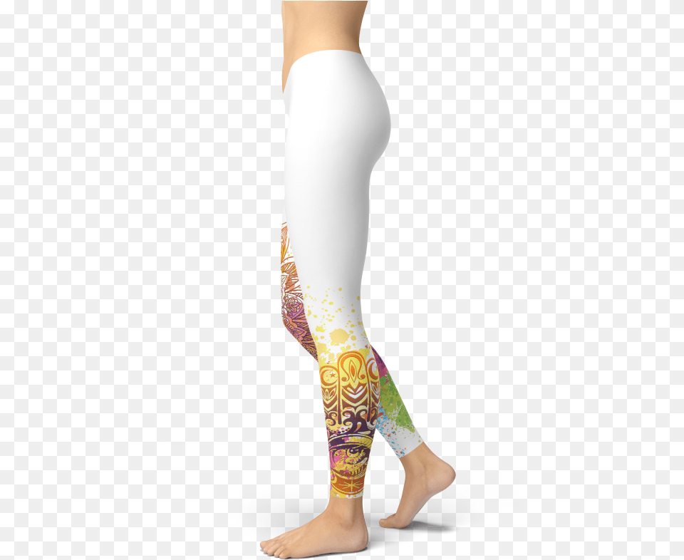 White Colourful Mandala Leggings Yoga Pants Sports Tights, Clothing, Hosiery, Adult, Female Png