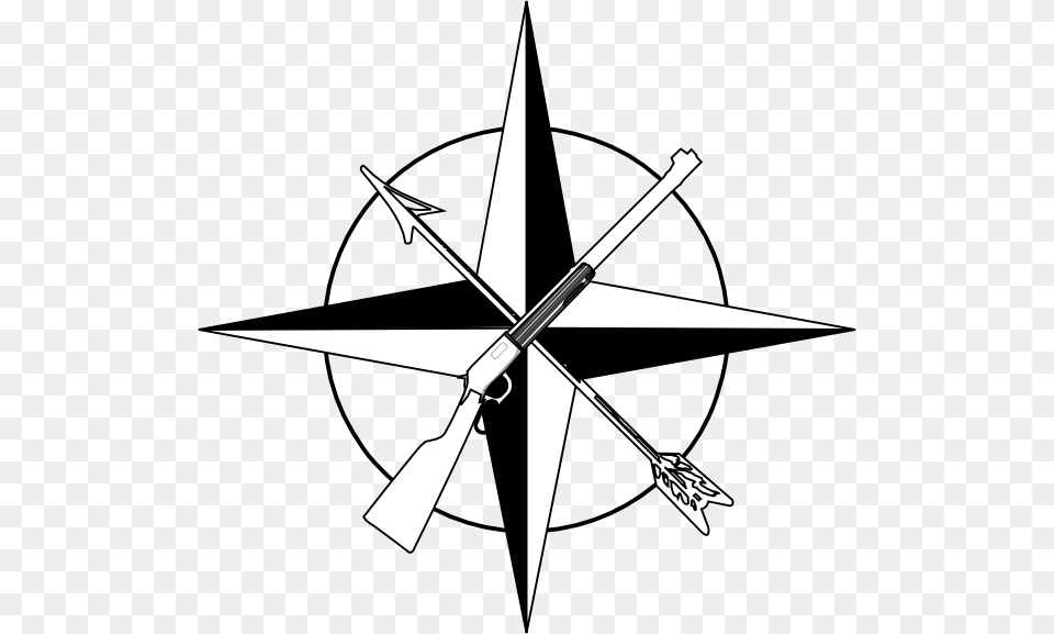 White Compass Rose Clip Art Simple Compass Rose, Bow, Weapon Free Png Download