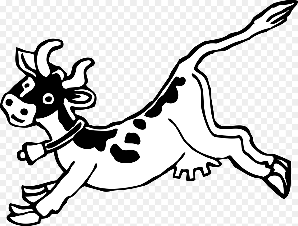White Cow Milk Farm Animal Olxen Black Outline Clip Art Cow Jumping, Stencil, Kangaroo, Mammal, Canine Free Transparent Png