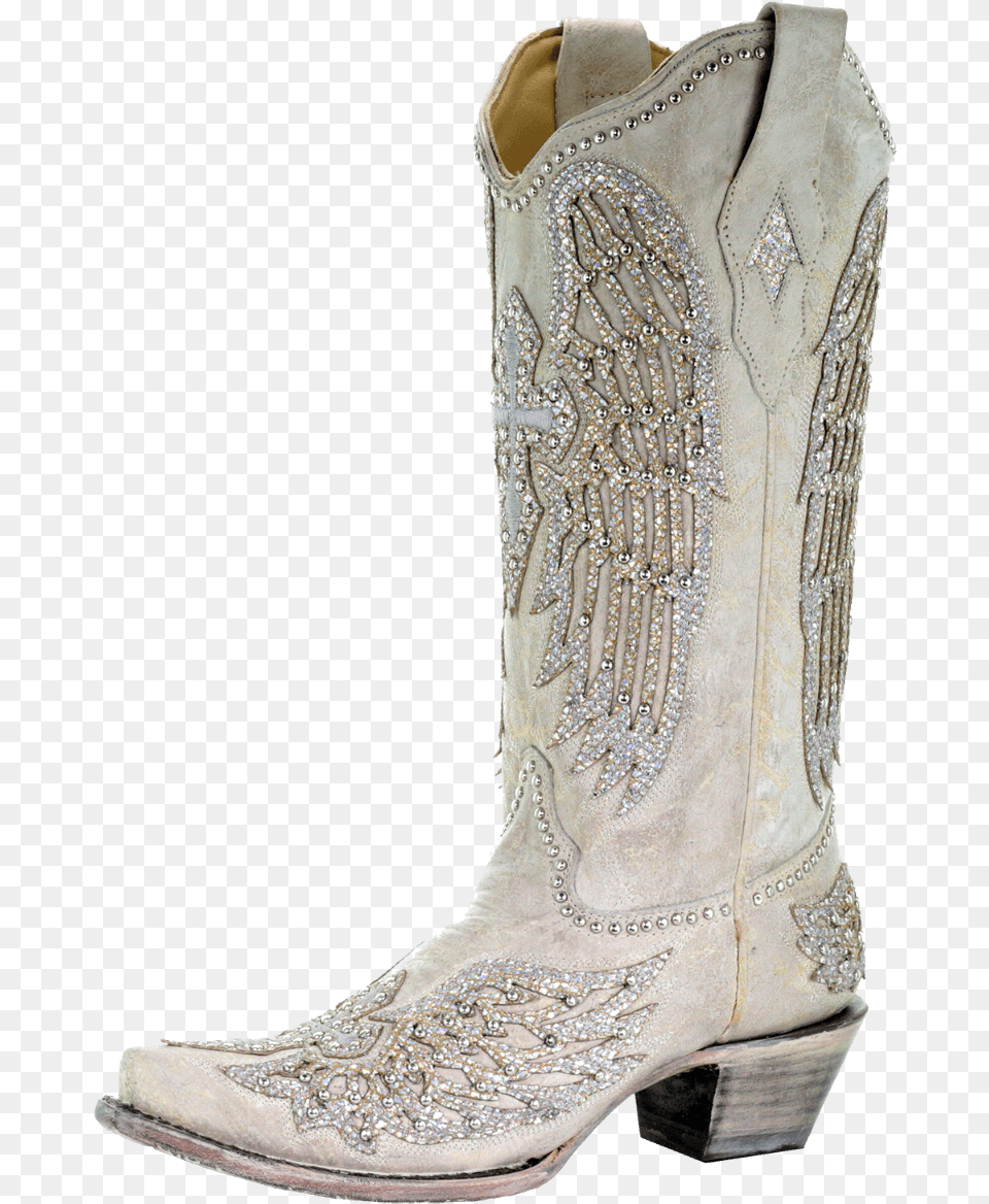 White Cowgirl Boots, Clothing, Footwear, Shoe, Boot Png
