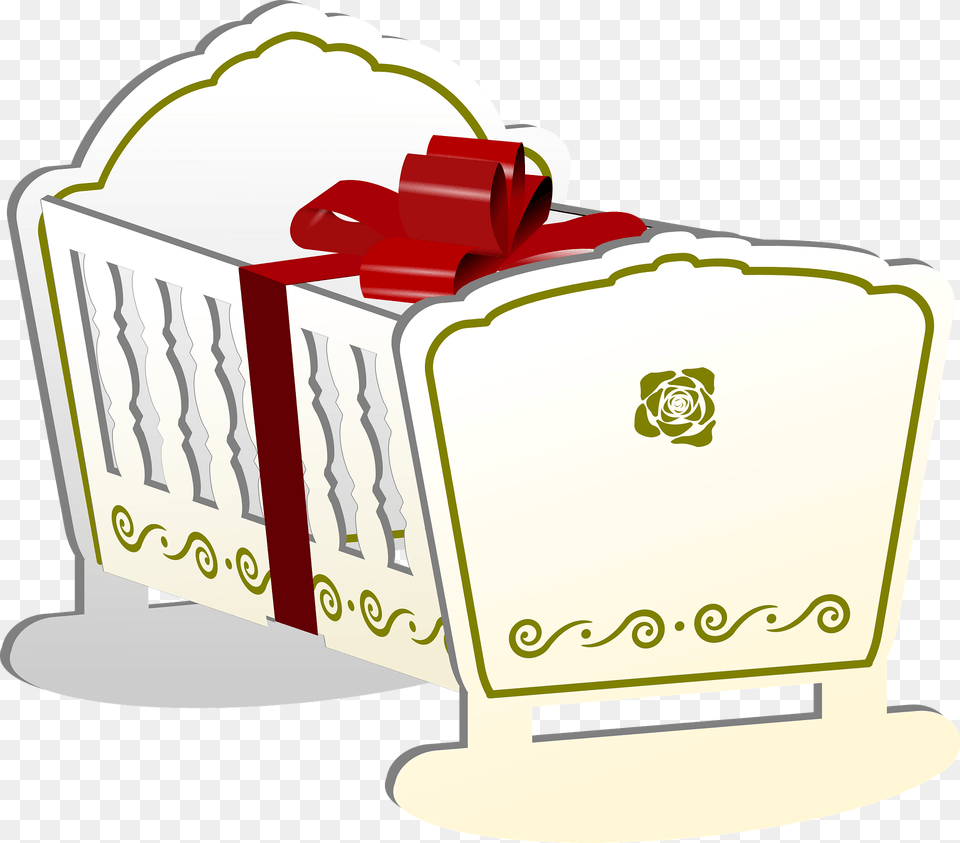 White Cradle Wrapped With Red Ribbon And A Bow Clipart, Furniture, Bed, Dynamite, Weapon Png