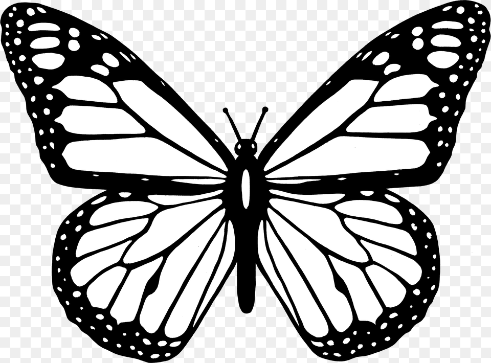 White Cross With Butterfly Butterfly Clipart Black And White, Stencil, Person Free Transparent Png