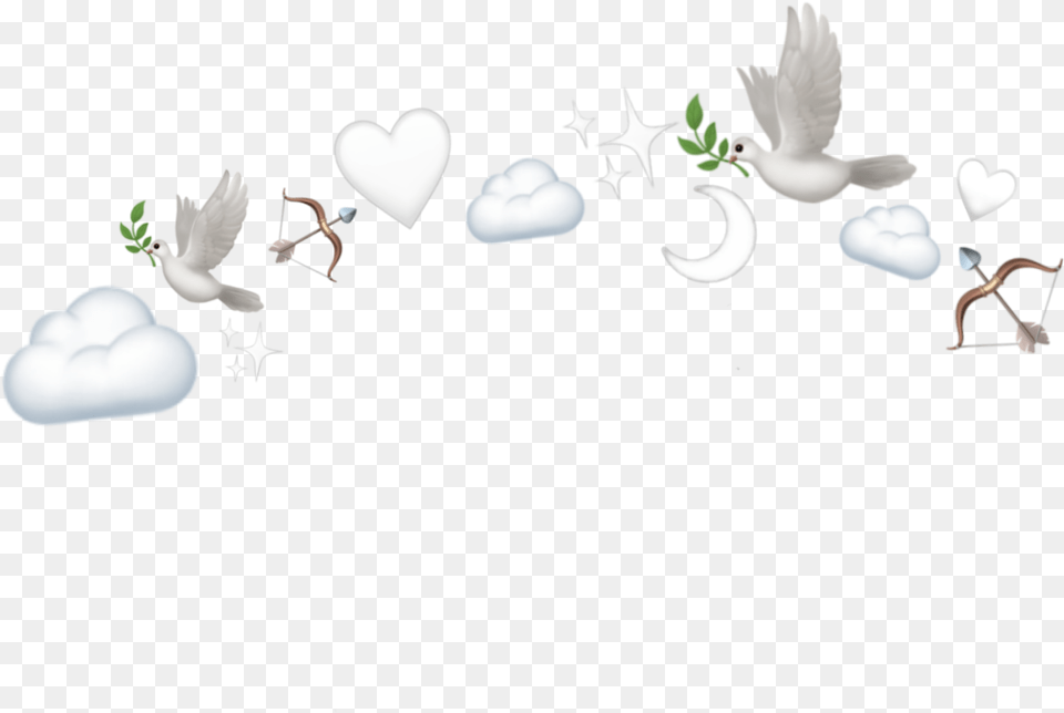 White Crown Emoji Cloud Clouds Stars Aesthetic Illustration, Animal, Bird Free Png Download