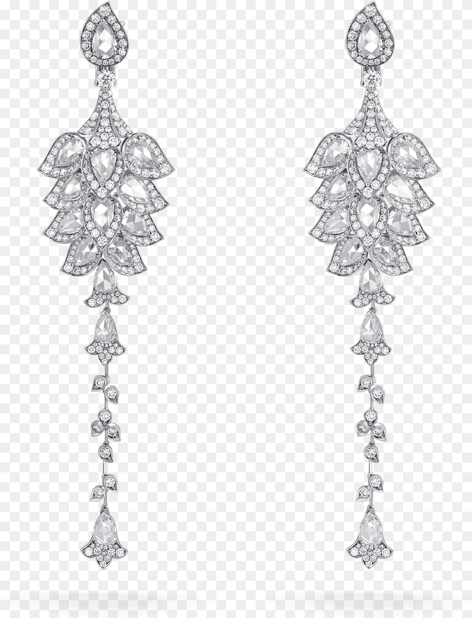 White Diamond Phoenix Earrings Rose Cut Earrings, Accessories, Earring, Gemstone, Jewelry Free Png