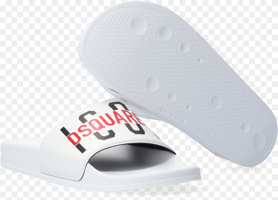 White Dsquared2 Flip Flops Icon Kid Slide 2 Shoe Style, Clothing, Footwear Png