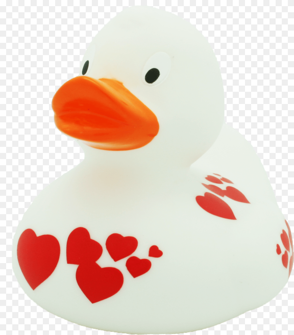 White Duck With Red Hearts New Design By Lilalu, Animal, Beak, Bird, Outdoors Png Image